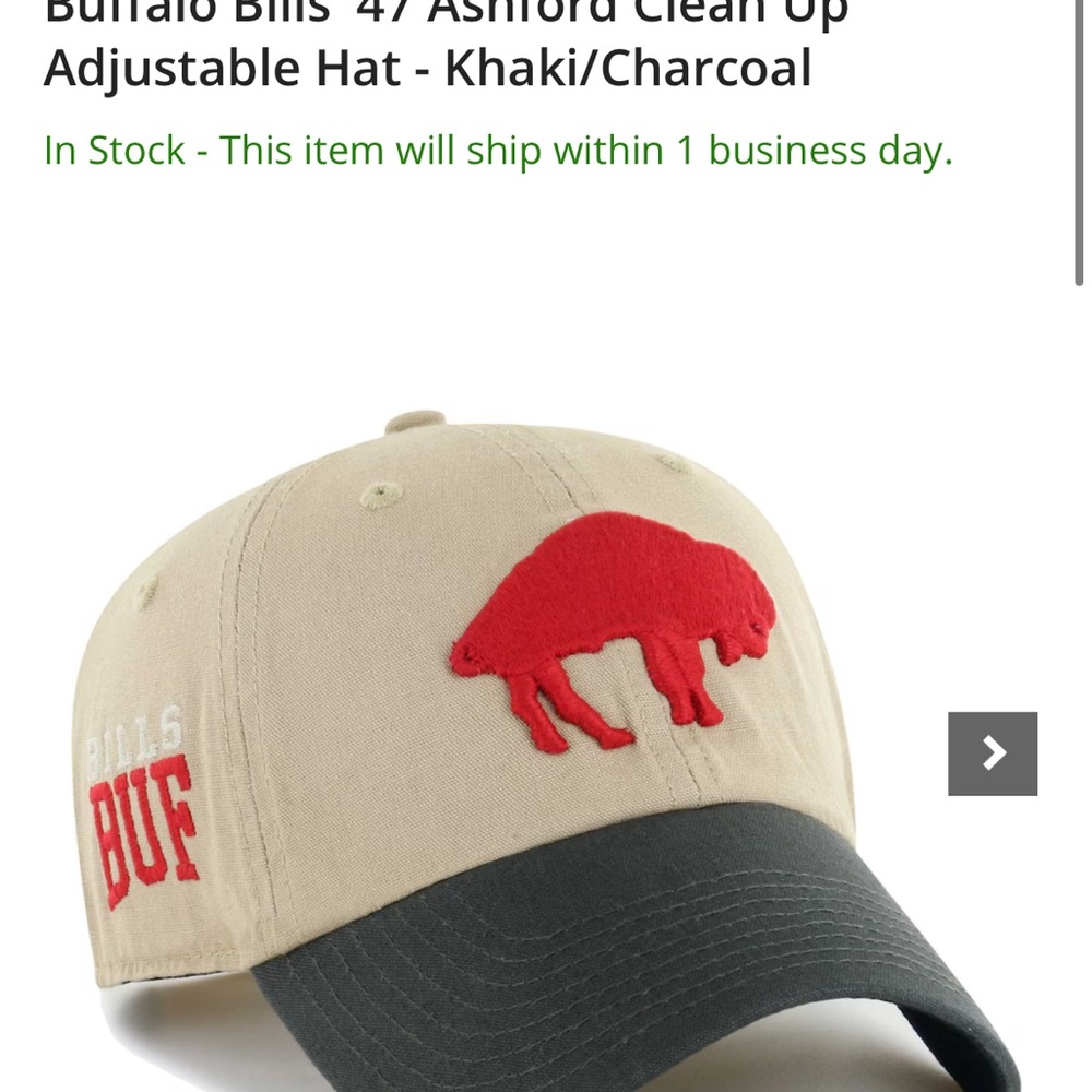 NEVER WORN Buffalo Bills '47 Ashford Clean Up Adjustable Hat - Khaki/Charcoal